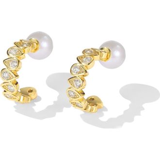 Classicharms Teardrop Zirconia Hoop Earrings in Gold at Nordstrom