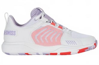 K-Swiss WomenS Ultrashot Team Tennis Shoe In White/orchid Petal/neon Blaze