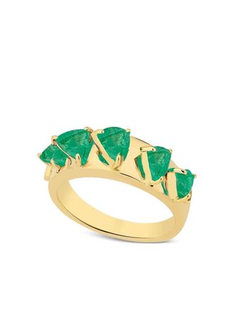 Carol Kauffmann 18kt yellow gold Mandala Emerald ring - women - 18kt Yellow Gold/Emerald/Diamond - 7 1/2