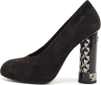 Chanel Stringate in pelle scamosciata con tacco largo 110mm - Nero