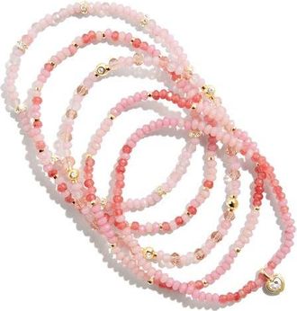 BaubleBar Neah Set of 5 Assorted Stretch Bead Bracelet in Pink at Nordstrom