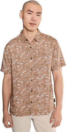 Royal Robbins Camino Pucker Short Sleeve Mens Jacket Pecan Dragonfly Print : 2XL, Modal/Polyester/Tencel