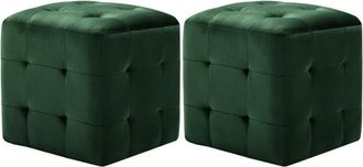 vidaXL Puf 2 unidades terciopelo verde 30x30x30 cm Vidaxl