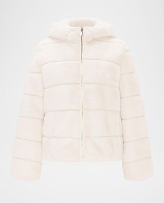 Theia Mink Faux Fur Hooded Jacket