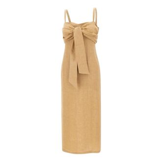 Marella Sheath Midi Dress - Dames - Casual kleedjes - Bruin - XS - Linnen - Kleedjes