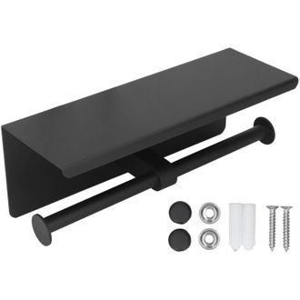 OEM Portarrollos De Papel Higi&eacute;nico K10 De Acero Inoxidable Para Ba&ntilde;o, Color Negro, Con Estante Integrado Y Rollo Autoadhesivo Sin Perforaciones