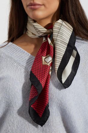 Moschino Silk Scarf With Print, Unisex, Cream