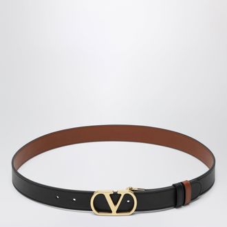 Valentino Garavani Reversible VLogo Signature belt in Black / Caramel