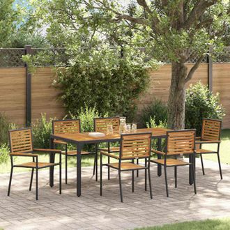 vidaXL Conjunto De Comedor De Jard&iacute;n 7 Pcs Negro, Madera Vidaxl