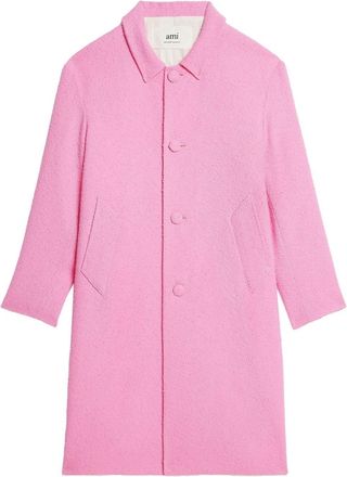 Ami tweed single-breasted coat - men - Cotton/Cotton/Polyamide/Polyester/Polyester/Virgin Wool - 52 - Pink