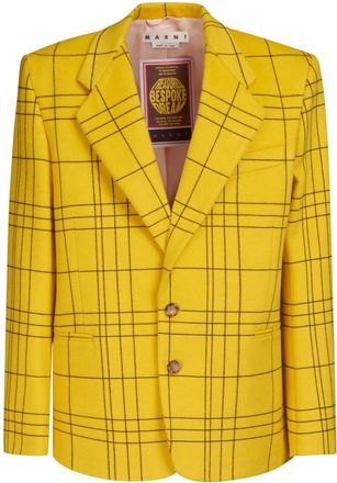 Marni checked single-breasted wool blazer - men - Virgin Wool - 46 - Yellow