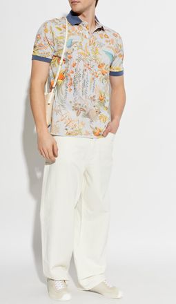 Etro Floral Motif Polo, Mens, Light Blue