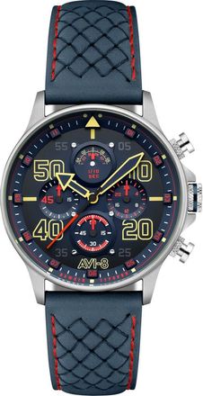 AVI-8 Hawker Typhoon Coningham Baldwin Chronograph Leather Strap Watch, 42mm in Blue at Nordstrom