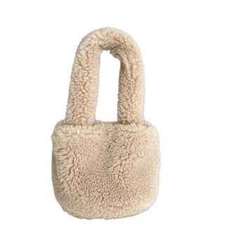 Generic Imitation lamb wool bag womens winter solid color hand-held bucket bag