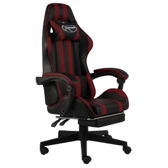 vidaXL Vidaxl - Silla Gaming Con Reposapi&eacute;s Cuero Sint&eacute;tico Negro Y Rojo Tinto