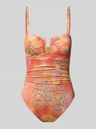 Lauren Ralph Lauren Badeanzug mit Allover-Muster in Orange, Gr&ouml;&szlig;e XL