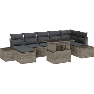 vidaXL Garden Sofa Set with Storage 8 pcs Grey Poly rattan vidaXL