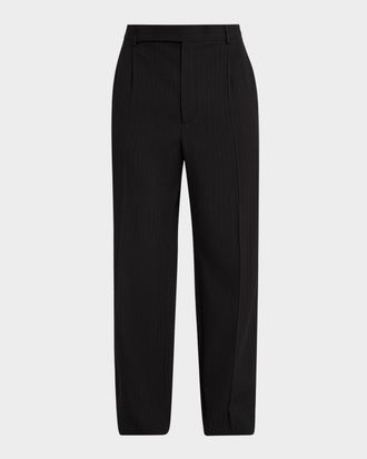 Saint Laurent Men & apos;s Wool Stripe Pleated Wide-Leg Trousers
