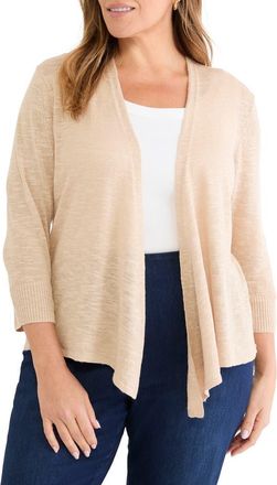 Nic+Zoe Slub Knit Linen Blend 4-Way Cardigan in Jute at Nordstrom, Size 3X
