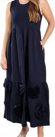 Elliott Lauren Coming Up Roses Dress In Navy