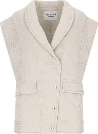 Isabel Marant Denim Vest In Beige Cotton
