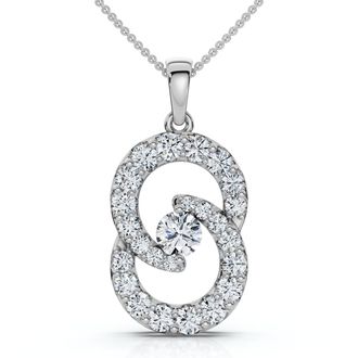 Pompeii3 1Ct T. W. Circled By Love Diamond Pendant White Gold Womens Necklace Lab Grown