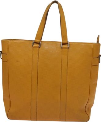 Louis Vuitton Tadao Handbag Damier Infini Leather Yellow Leather Handbag (Pre-Owned)