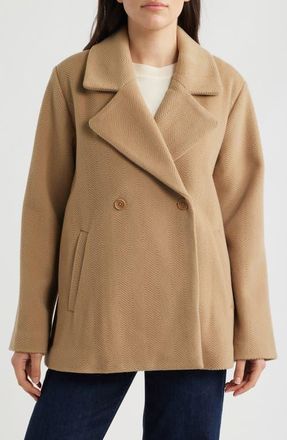 Eileen Fisher Wool Herringbone Swing Coat in Biscuit at Nordstrom, Size Xx-Small