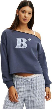 Cotton On Womens Off The Shoulder Fleece Jumper in Steely Blue B at Nordstrom, Size X-Small