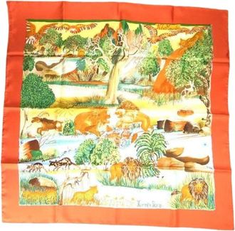 Herm&egrave;s Pre-owned Scarves, female, Multicolor, Size: ONE SIZE Pre-owned Carr&eacute; 90 Silk Scarf