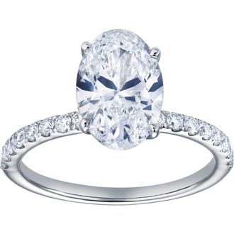 LuvMyJewelry Adriana 14K White Gold Oval Lab Grown Diamond Hidden Halo Engagement Ring - 2.35 Ct at Nordstrom, Size 6.5