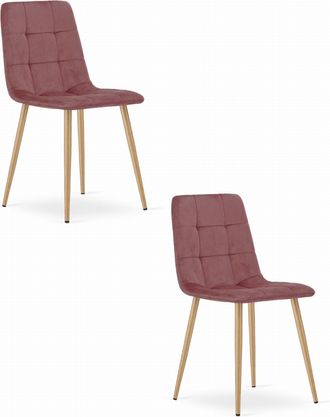 OEM Silla Kara - Terciopelo Rosa / Patas Color Madera X 2