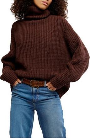 Free People Swim Too Deep Turtleneck Sweater in Bitter Bark at Nordstrom Rack, Size X-Large