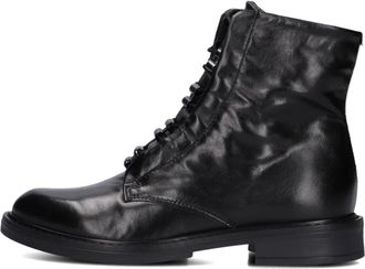 Omoda Zwarte leren veterschoenen - Dames - Veterlaarzen - Zwart - 38 EU - Schoenen