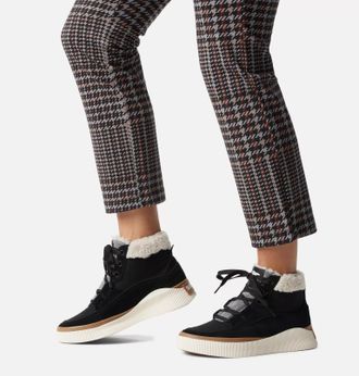 Sorel Waterproof Mid-Top with Faux Shearling Sneaker - Black