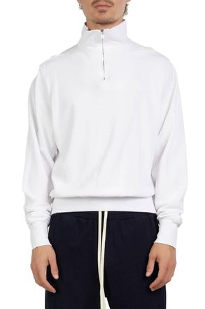 Les Tien Pique Half Zip Yacht Pullover In White