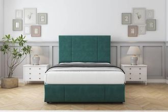 Comfort Beds Arya Plush Divan Set 2 Drawers-26 Headboard-Footboard in Emerald | Size: Small Single