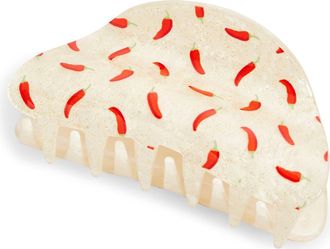 Frasier Sterling Chilis Claw Clip in Ivory/Red at Nordstrom