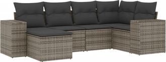 vidaXL Vidaxl - Set De Muebles De Jard&iacute;n 6 Pzas Y Cojines Rat&aacute;n Sint&eacute;tico Gris
