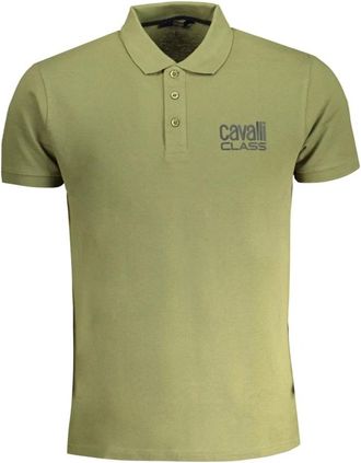 Cavalli Tops, Heren, Groen, L, Korte Mouw Polo Shirt Groen Logo