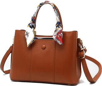 Generic Women Genuine Leather Satchel Fashion Top Handle Purse and Handbag Large Crossbody Bag Ladies Tote Shoulder Bags (Brown)