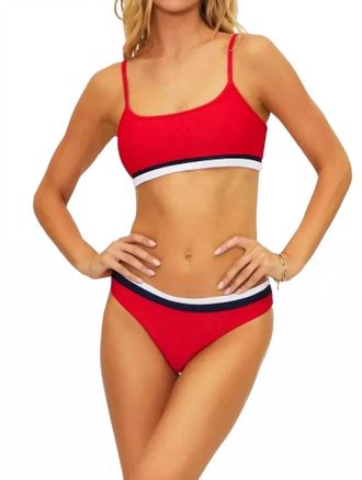 Beach Riot Val Bikini Top In Crimson Firework Colorblock