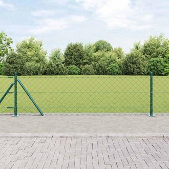 vidaXL Valla De Eslabones De Cadena Con Postes Verde 0.4 X 25 M Acero Vidaxl