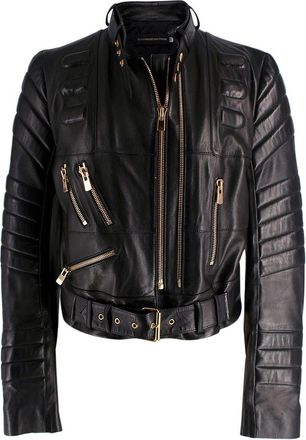 Alexandre Vauthier Black Leather Biker Jacket Size S