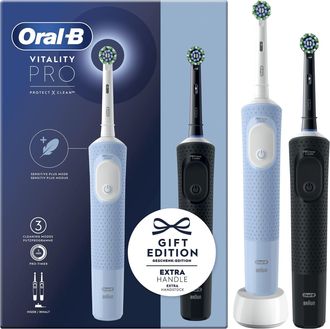 Braun Oral-b Spazzolino Elettrico Ricaricabile Vitality Pro Nero E Blu 2 Testine