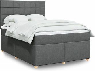 vidaXL Cama Box Spring Con Colch&oacute;n Tela Gris Oscuro 160x200 Cm Vidaxl