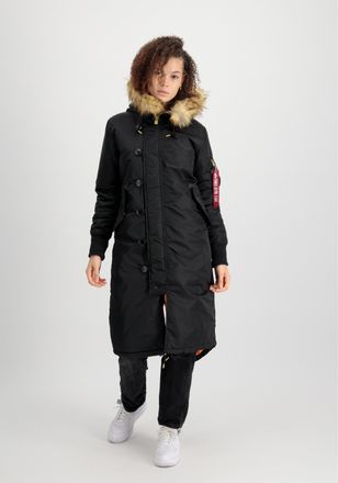 Alpha Industries Winterjacke ALPHA INDUSTRIES Long Fishtail W, Damen, Gr. XS, schwarz (schwarz, shiny gold), Obermaterial: 100% Nylon; Futter: 100% Nylon; F&uuml;llung: 100