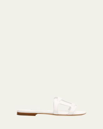 Manolo Blahnik Grellanu Leather Flat Slide Sandals