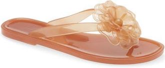 Arezzo Jelly Flower Flip Flop in Brown at Nordstrom, Size X-Large
