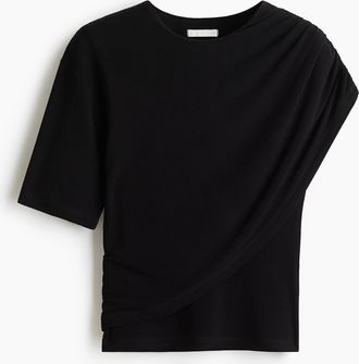 H&M Drapiertes Shirt - Schwarz
